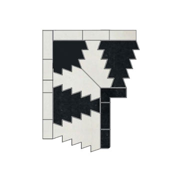 Mosaic House Moroccan tile Sharafa T Corner 1-6 White Black  zellige, mosaic, zellij, border, glaze 